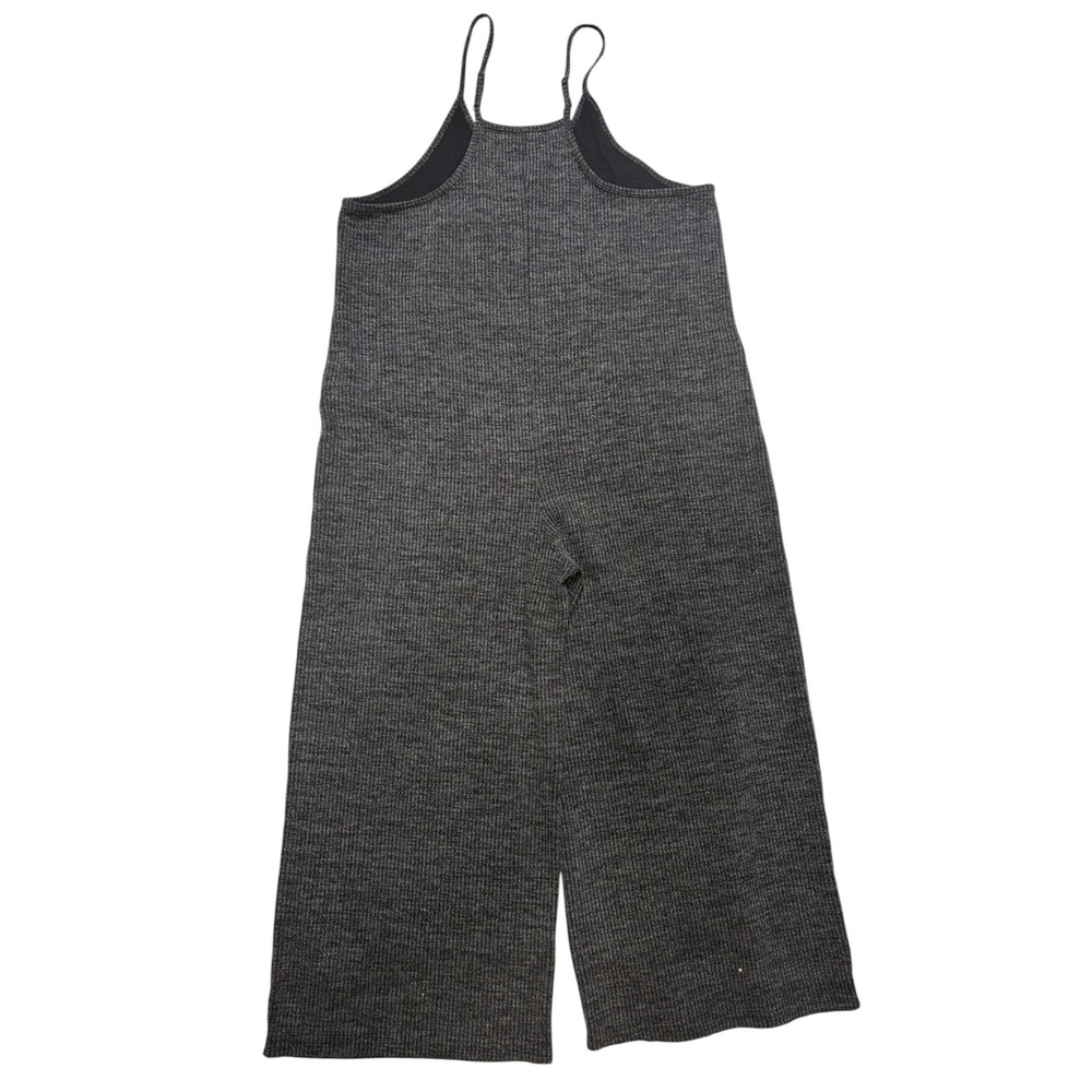 Simply Southern Gray Ribbed Knit Wide Leg Jumpsuit Sleeveless V-Neck XL - Picture 2 of 4